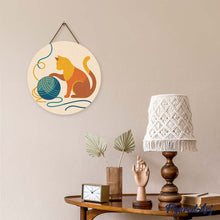 Cargar imagen en el visor de la galería, Diamond Painting en Disco de Madera - Gato y ovillo