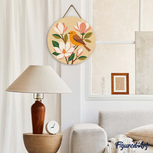 Cargar imagen en el visor de la galería, Diamond Painting en Disco de Madera - Ruiseñor y magnolias