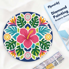 Cargar imagen en el visor de la galería, Diamond Painting en Disco de Madera - Mandala de hibisco