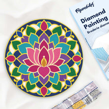 Cargar imagen en el visor de la galería, Diamond Painting en Disco de Madera - Mandala de loto