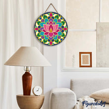 Cargar imagen en el visor de la galería, Diamond Painting en Disco de Madera - Mandala de loto