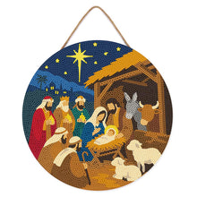 Cargar imagen en el visor de la galería, Diamond Painting en Disco de Madera - Belén de Navidad