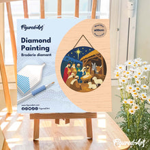 Cargar imagen en el visor de la galería, Diamond Painting en Disco de Madera - Belén de Navidad
