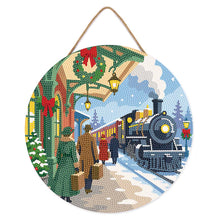 Cargar imagen en el visor de la galería, Diamond Painting en Disco de Madera - Tren de las fiestas