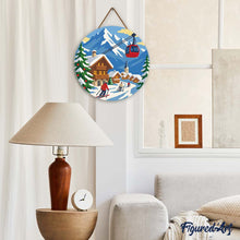 Cargar imagen en el visor de la galería, Diamond Painting en Disco de Madera - Vacaciones de invierno en los Alpes