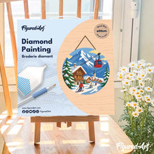 Cargar imagen en el visor de la galería, Diamond Painting en Disco de Madera - Vacaciones de invierno en los Alpes