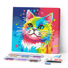 Cargar imagen en el visor de la galería, Mini Diamond Painting 25x25cm - Arte Pop Abstracto de Gato