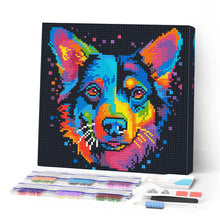 Cargar imagen en el visor de la galería, Mini Diamond Painting 25x25cm - Arte Pop Abstracto de Perro Neón