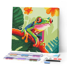 Cargar imagen en el visor de la galería, Mini Diamond Painting 25x25cm - Rana Tropical de Ojos Rojos