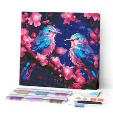 Cargar imagen en el visor de la galería, Mini Diamond Painting 25x25cm - Pajaritos Azules Resplandecientes