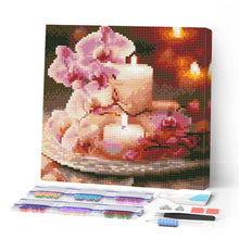 Cargar imagen en el visor de la galería, Mini Diamond Painting 25x25cm - Orquídeas y Velas