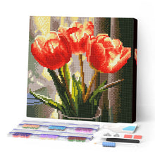 Cargar imagen en el visor de la galería, Mini Diamond Painting 25x25cm - Tulipanes Melocotón