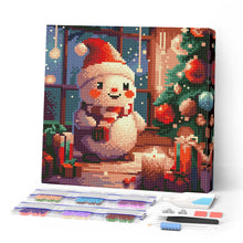 Cargar imagen en el visor de la galería, Mini Diamond Painting 25x25cm - Muñeco de Nieve Feliz en la Habitación