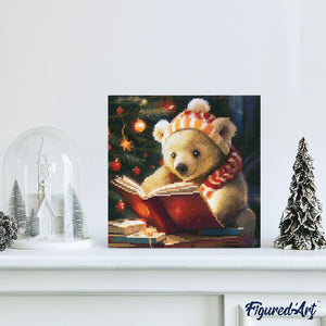 Mini Diamond Painting 25x25cm - Adorable oso leyendo