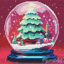 Cargar imagen en el visor de la galería, Mini Diamond Painting 25x25cm - Árbol de Navidad en Bola de Nieve