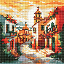 Cargar imagen en el visor de la galería, Mini Diamond Painting 25x25cm - Iglesia soleada del pueblo