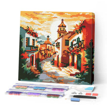 Cargar imagen en el visor de la galería, Mini Diamond Painting 25x25cm - Iglesia soleada del pueblo