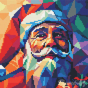 Mini Diamond Painting 25x25cm - Papá Noel poligonal