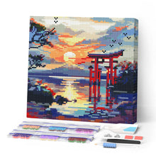 Cargar imagen en el visor de la galería, Mini Diamond Painting 25x25cm - Puerta Torii al Atardecer