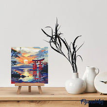 Cargar imagen en el visor de la galería, Mini Diamond Painting 25x25cm - Puerta Torii al Atardecer