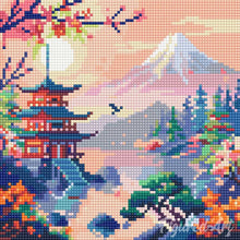 Cargar imagen en el visor de la galería, Mini Diamond Painting 25x25cm - Pagoda y Monte Fuji