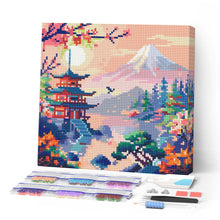 Cargar imagen en el visor de la galería, Mini Diamond Painting 25x25cm - Pagoda y Monte Fuji