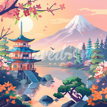 Cargar imagen en el visor de la galería, Mini Diamond Painting 25x25cm - Pagoda y Monte Fuji