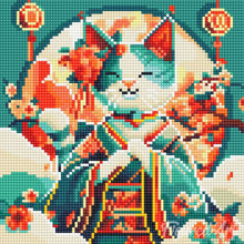 Cargar imagen en el visor de la galería, Mini Diamond Painting 25x25cm - Gata Princesa Japonesa