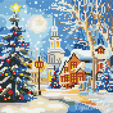 Cargar imagen en el visor de la galería, Mini Diamond Painting 25x25cm - Calle navideña nevada