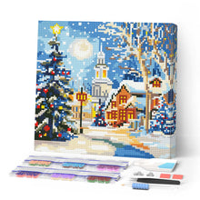 Cargar imagen en el visor de la galería, Mini Diamond Painting 25x25cm - Calle navideña nevada