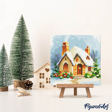 Cargar imagen en el visor de la galería, Mini Diamond Painting 25x25cm - Casa de ladrillo en invierno