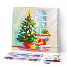 Cargar imagen en el visor de la galería, Mini Diamond Painting 25x25cm - Árbol de Navidad y chimenea