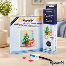 Cargar imagen en el visor de la galería, Mini Diamond Painting 25x25cm - Árbol de Navidad y chimenea