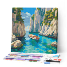Cargar imagen en el visor de la galería, Pintar por numeros Figured'Art - Mini Diamond Painting 25x25cm - Cala Azul Tranquila