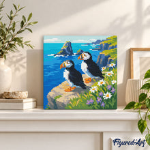 Cargar imagen en el visor de la galería, Mini Diamond Painting 25x25cm - Frailecillo en los acantilados del océano
