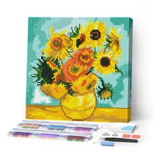 Cargar imagen en el visor de la galería, Pintar por numeros Figured'Art - Mini Diamond Painting 25x25cm - Van Gogh - Girasoles