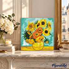 Cargar imagen en el visor de la galería, Mini Diamond Painting 25x25cm - Van Gogh - Girasoles