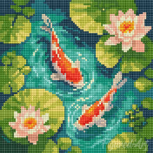 Cargar imagen en el visor de la galería, Mini Diamond Painting 25x25cm - Estanque de koi