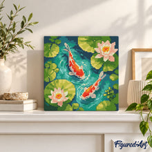 Cargar imagen en el visor de la galería, Mini Diamond Painting 25x25cm - Estanque de koi