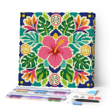Cargar imagen en el visor de la galería, Pintar por numeros Figured'Art - Mini Diamond Painting 25x25cm - Mandala de hibisco