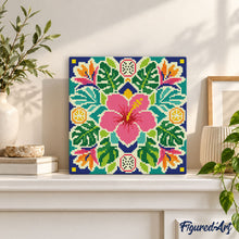 Cargar imagen en el visor de la galería, Mini Diamond Painting 25x25cm - Mandala de hibisco