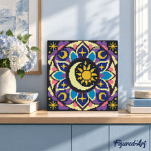 Cargar imagen en el visor de la galería, Mini Diamond Painting 25x25cm - Mandala celestial