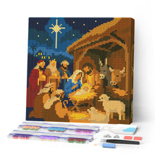 Cargar imagen en el visor de la galería, Pintar por numeros Figured'Art - Mini Diamond Painting 25x25cm - Belén de Navidad