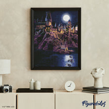 Cargar imagen en el visor de la galería, Diamond Painting - Castillo de Hogwarts de noche - Harry Potter 40x50cm con bastidor montado