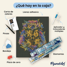 Cargar imagen en el visor de la galería, Diamond Painting - Escudo floral de Hogwarts - Harry Potter 40x50cm con bastidor montado