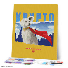 Cargar imagen en el visor de la galería, Diamond Painting - Krypto con el skyline - Superman 40x50cm con bastidor montado