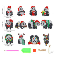 Cargar imagen en el visor de la galería, Llavero Diamond Painting Pandas 12 Piezas