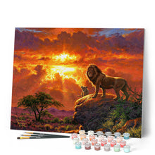 Cargar imagen en el visor de la galería, Pintar Por Números - León al atardecer - Figuredart - Fácil Paisajes Animales Leones Novedades