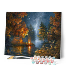 Cargar imagen en el visor de la galería, Pintar Por Números - Camping bajo una cebada - Figuredart - Intermedio Animales Renos Novedades