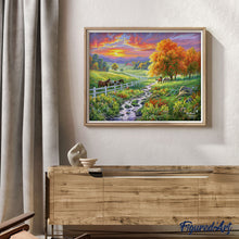 Cargar imagen en el visor de la galería, Pintar Por Números - Pradera soleada - Figuredart - Intermedio Paisajes Animales Caballos Novedades